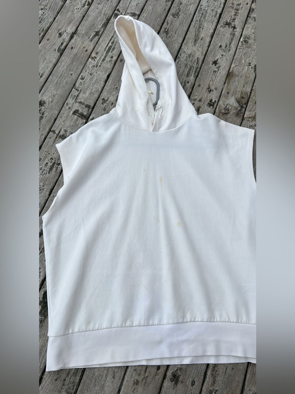 Zara Off-White Hooded Drawstring Top